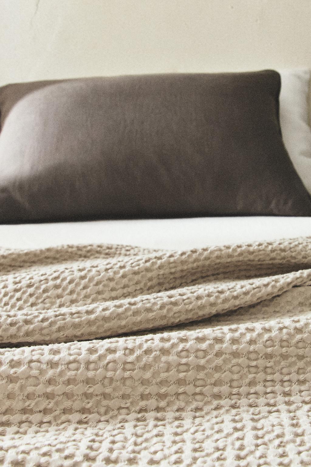 Покрывало из мини-вафельной вязки из хлопка