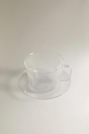 Чашка и блюдце из боросиликатного стекла- Заказать в России