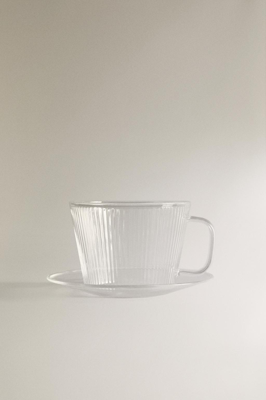 Чашка и блюдце из боросиликатного стекла