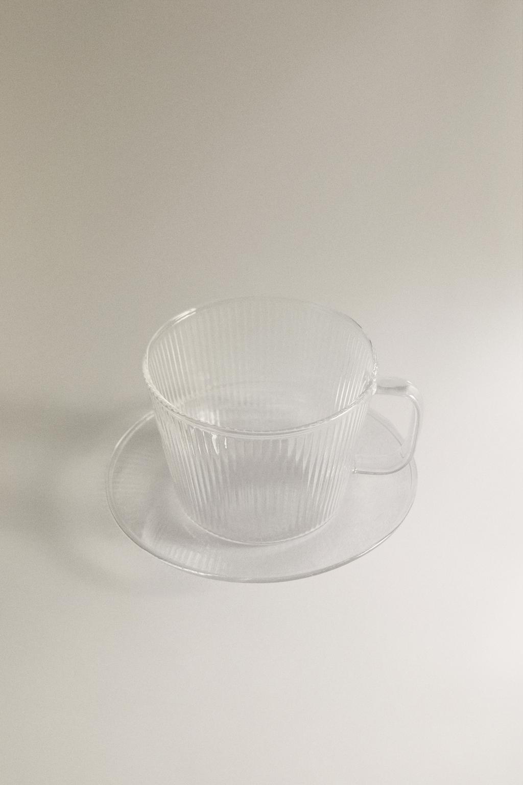 Чашка и блюдце из боросиликатного стекла