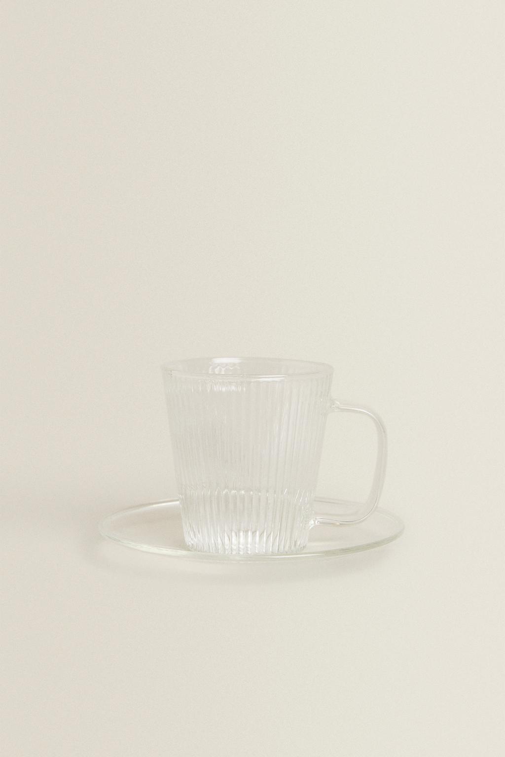 Чашка и блюдце из боросиликатного стекла для кофе