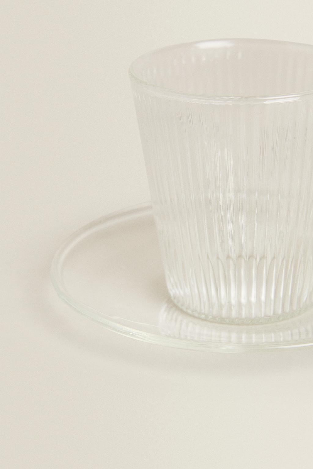 Чашка и блюдце из боросиликатного стекла для кофе