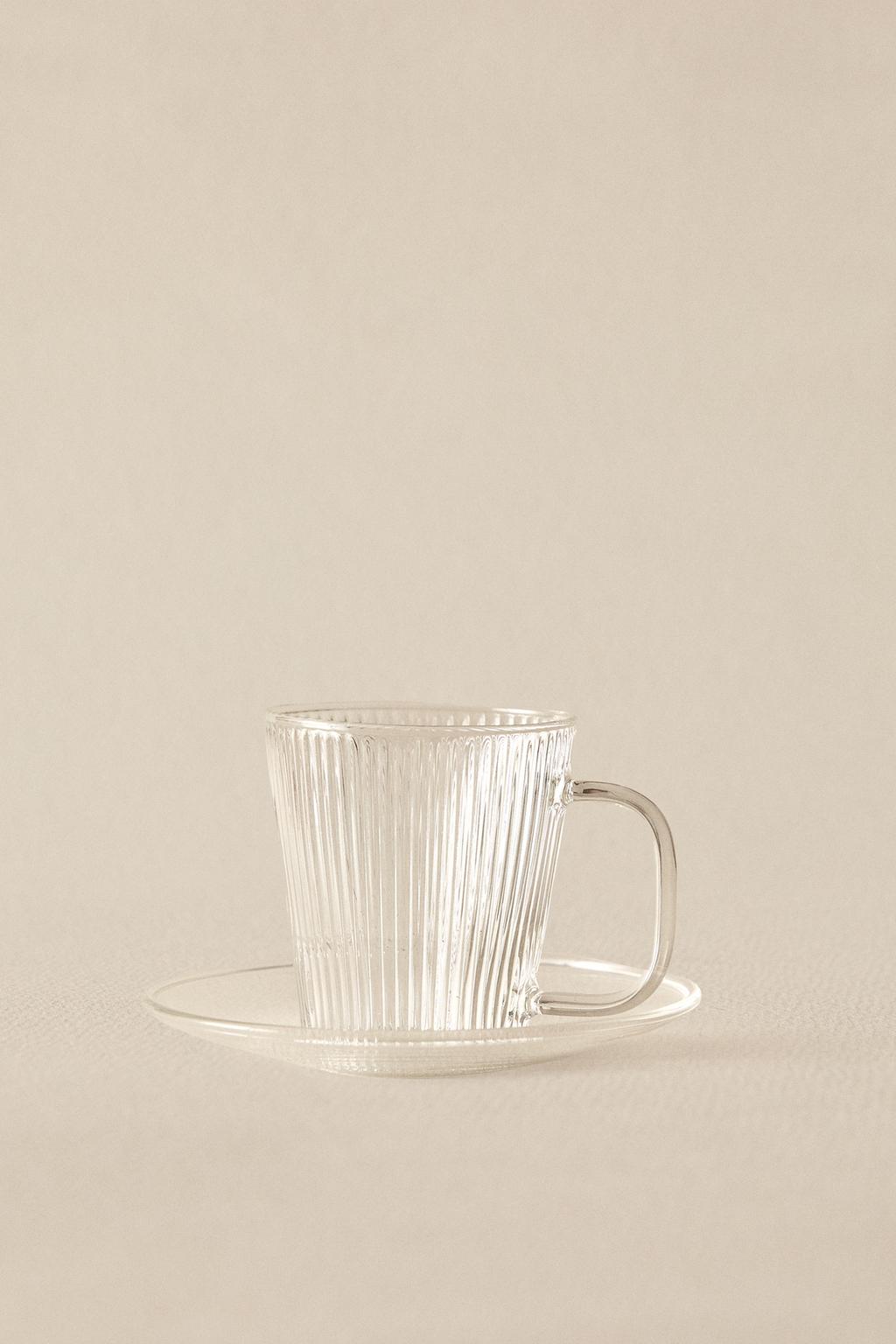 Чашка и блюдце из боросиликатного стекла для кофе