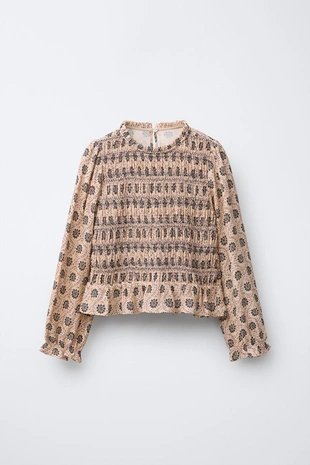 Топ с эластичными деталями и принтом- Заказать в России