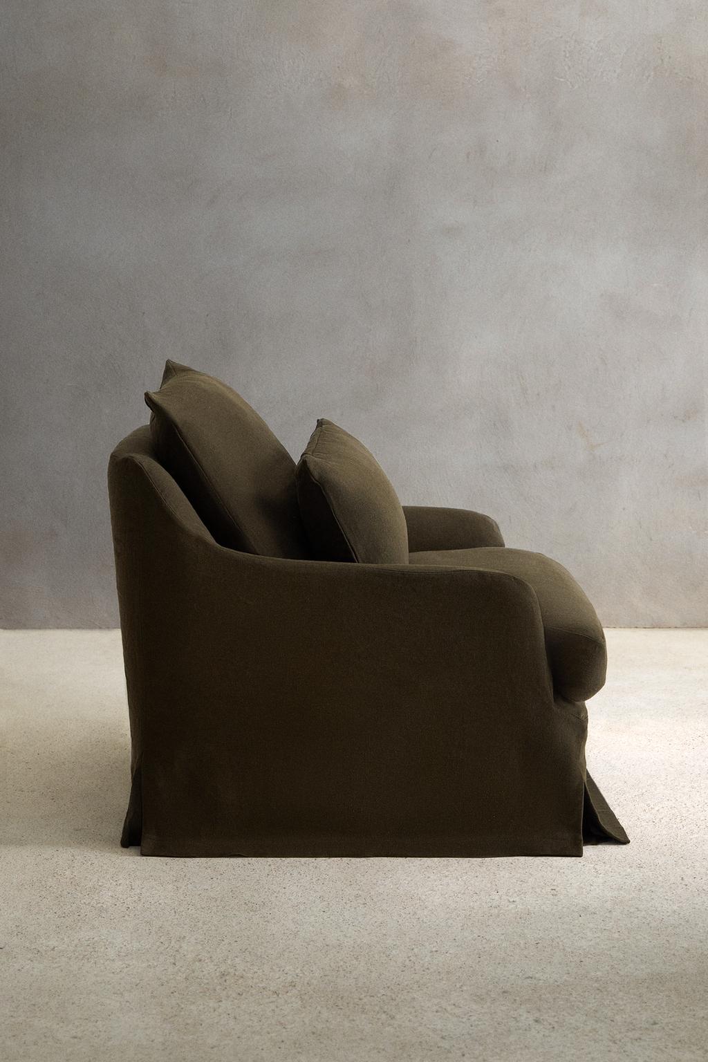 Кресло 01 с чехлом из льна