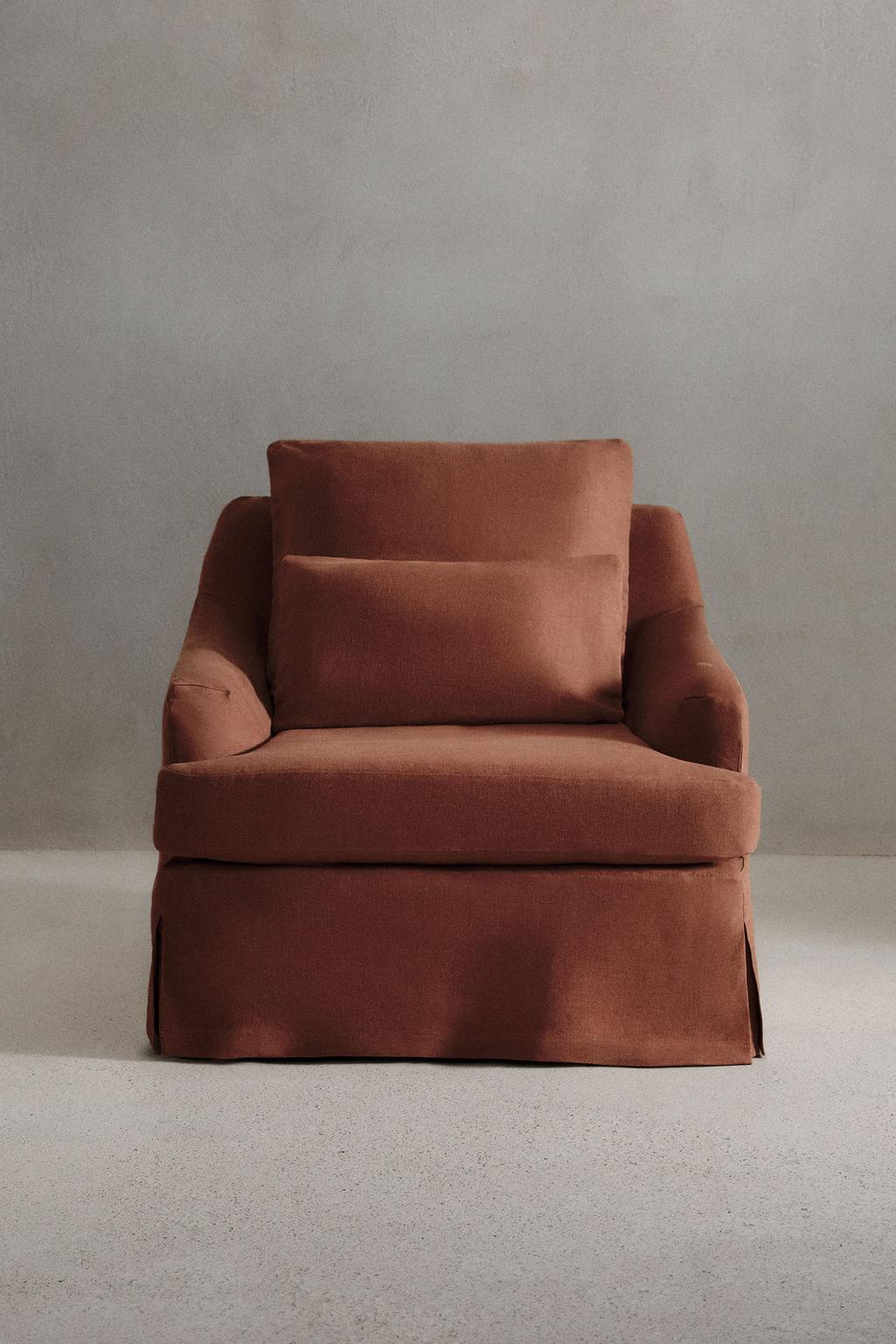 Кресло 01 с чехлом из льна