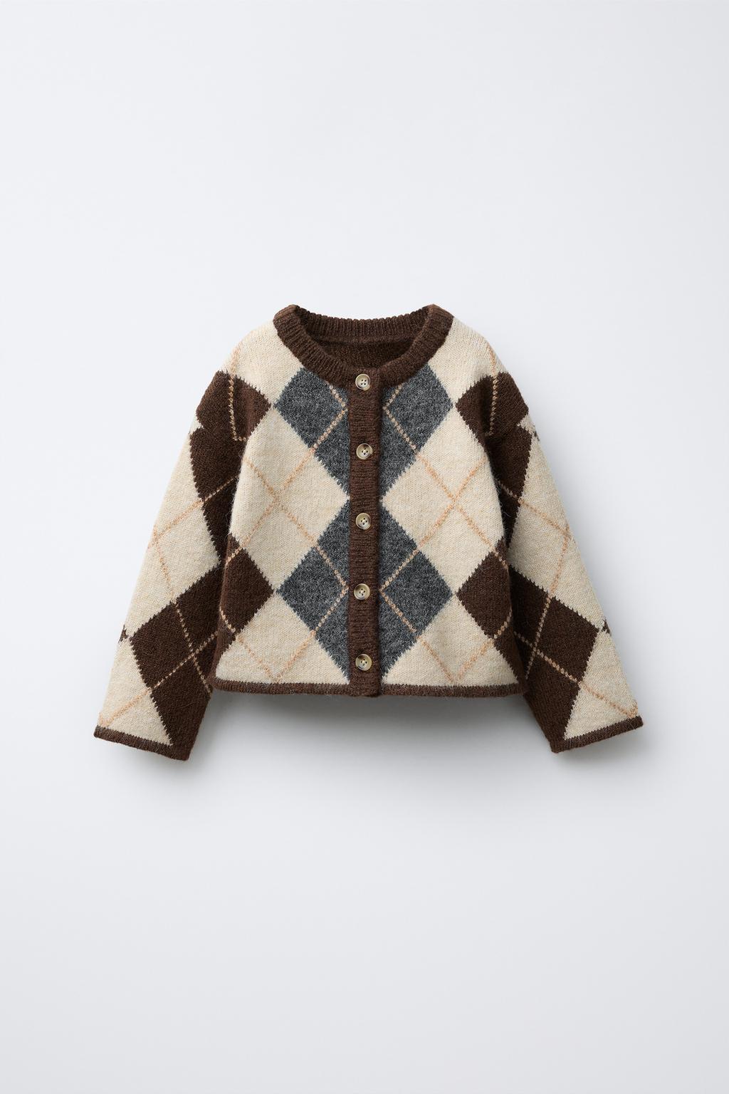 ВЯЗАНЫЙ КАРДИГАН С УЗОРОМ «РОМБЫ»