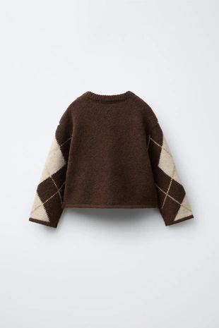 Вязаный кардиган с узором «ромбы»- Заказать в России