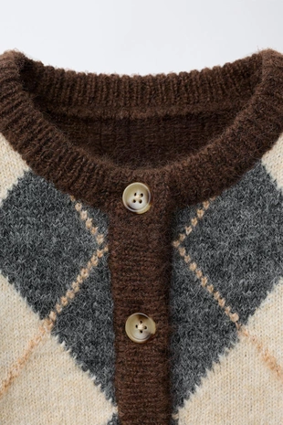 Вязаный кардиган с узором «ромбы»- Заказать в России