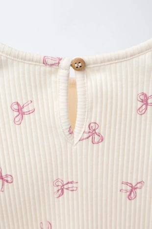 Футболка в рубчик SOFT TOUCH с бантами- Заказать в России