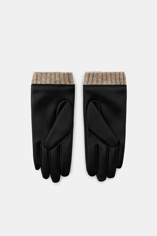 Перчатки из искусственной кожи с шерстью- Заказать в России