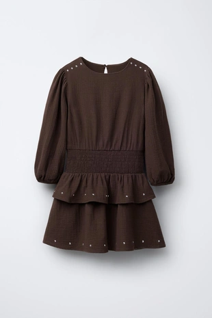 Платье с воланами и заклепками- Заказать в России