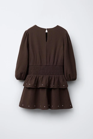 Платье с воланами и заклепками- Заказать в России