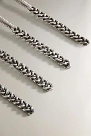 Набор дессертных ложек с металлическими оплетенными ручками (набор из 4 штук)- Заказать в России