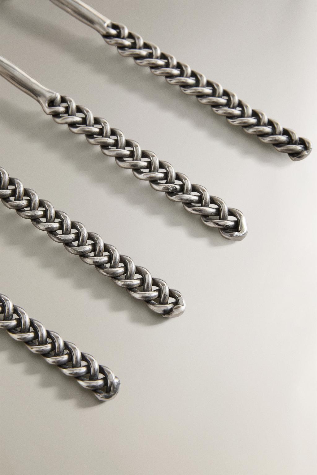 Набор дессертных ложек с металлическими оплетенными ручками (набор из 4 штук)