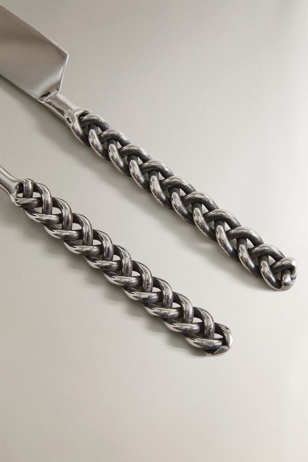 Набор тортовой лопатки и ножа с металлической оплеткой ручки