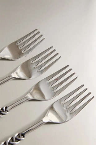 Набор десертных вилок с оплетенными металлическими ручками (набор из 4)- Заказать в России