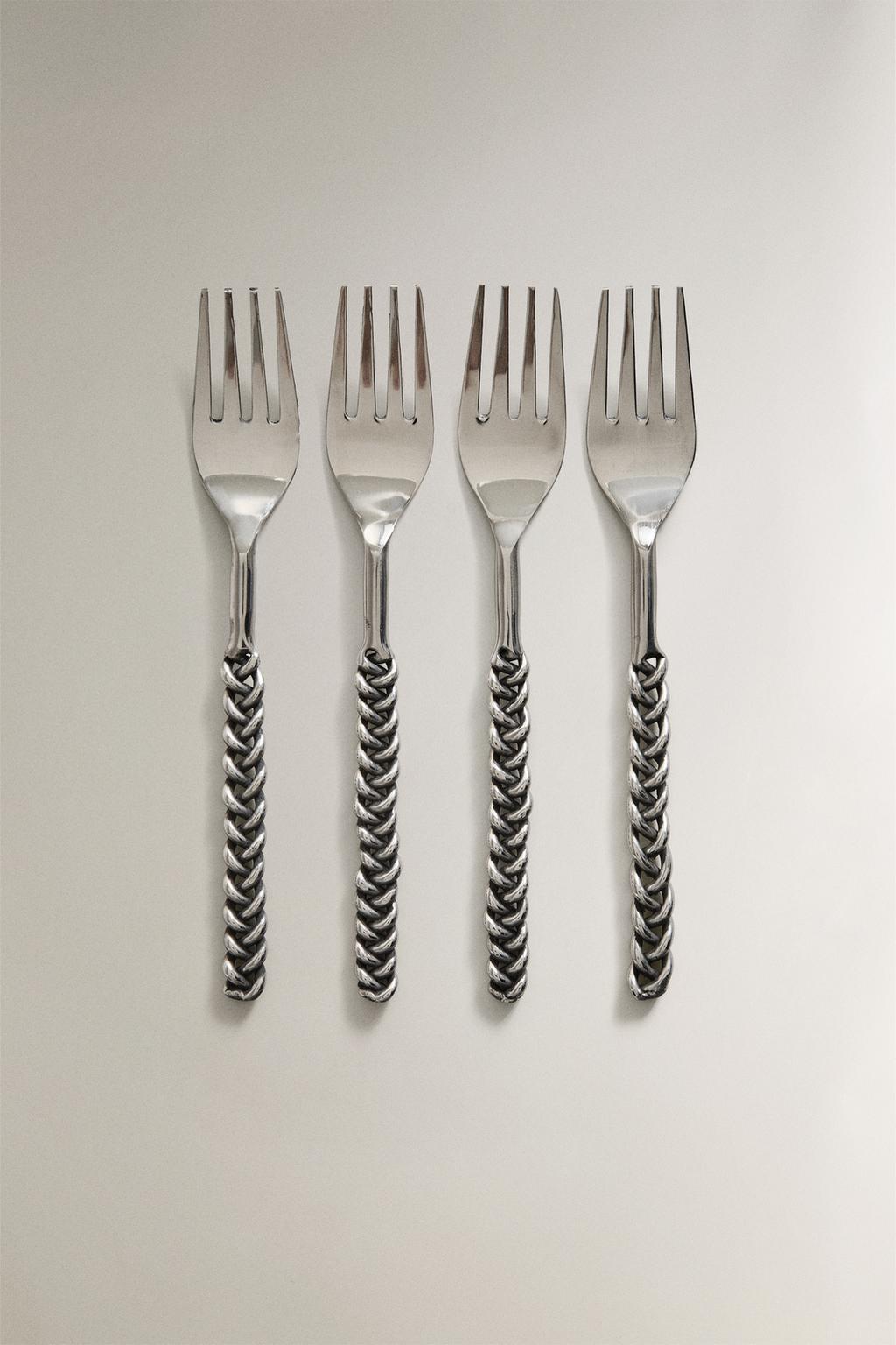 Набор десертных вилок с оплетенными металлическими ручками (набор из 4)