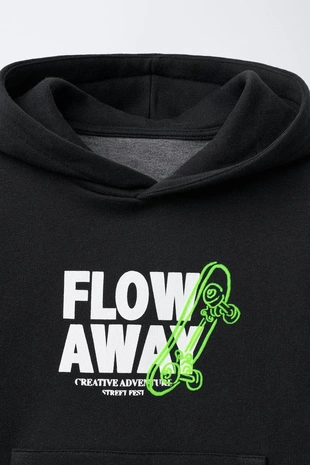 Худи для скейтбординга с рельефным принтом- Заказать в России