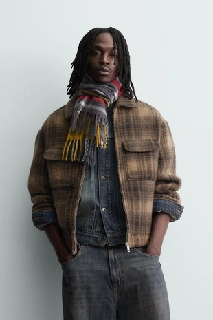 Куртка-рубашка в клетку на молнии- Заказать в России