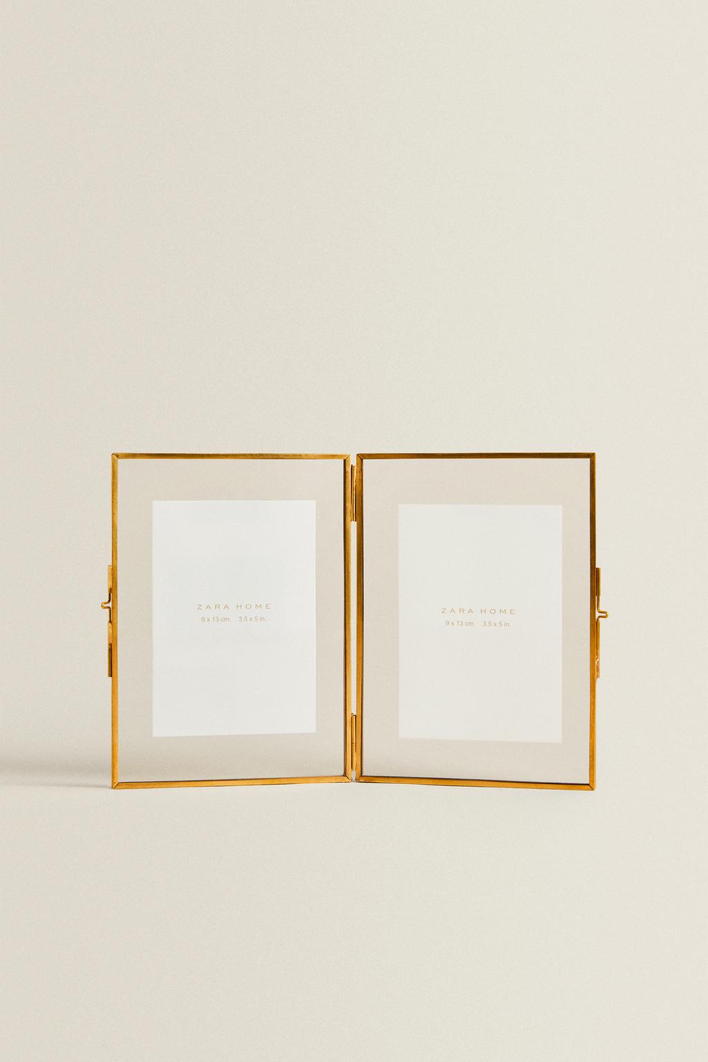 Фоторамка с двойным золотистым каркасом