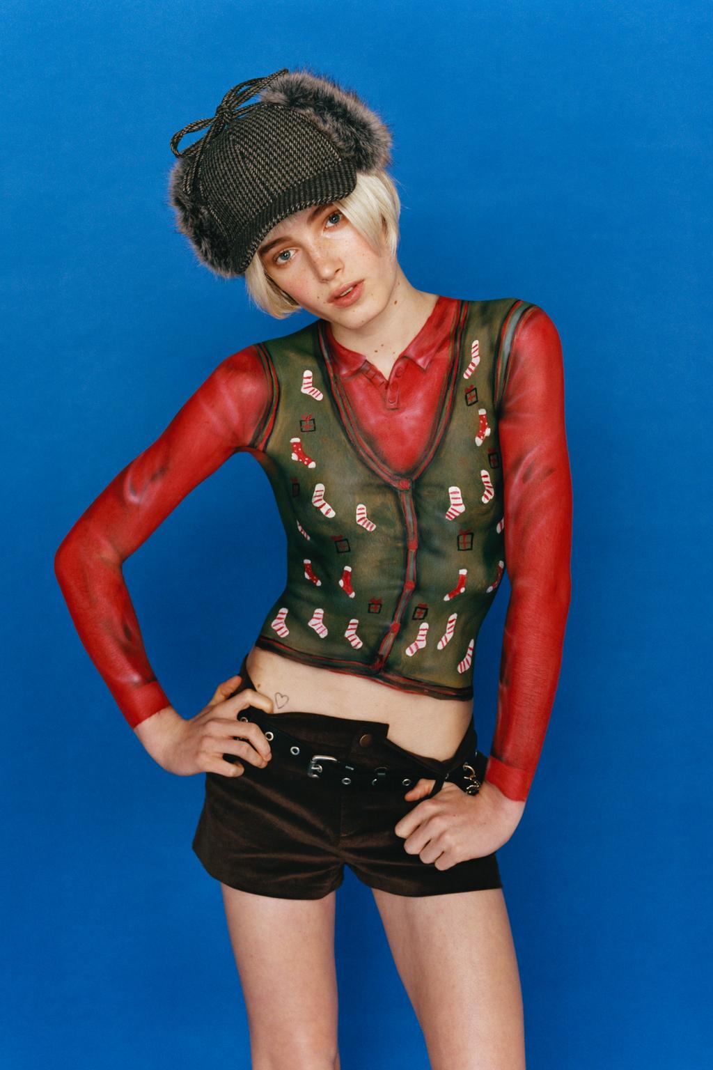 ТРИКОТАЖНЫЙ ЖИЛЕТ С НОВОГОДНЕЙ ВЫШИВКОЙ