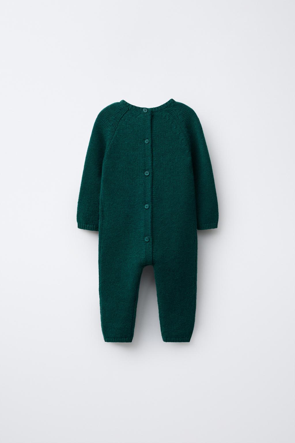 ТРИКОТАЖНЫЙ КОМБИНЕЗОН ИЗ СМЕСОВОЙ ШЕРСТИ С ВЫШИВКОЙ КРОЛИКА