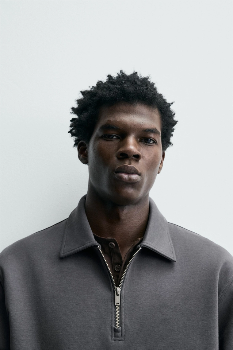 Поло-свитшот с молнией четвертью