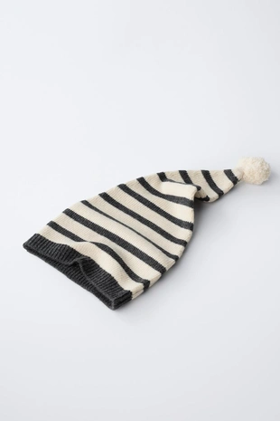 Купить Zara 0 месяцев – 14 лет/ вязаная шапка в полоску с помпоном и шерстью
