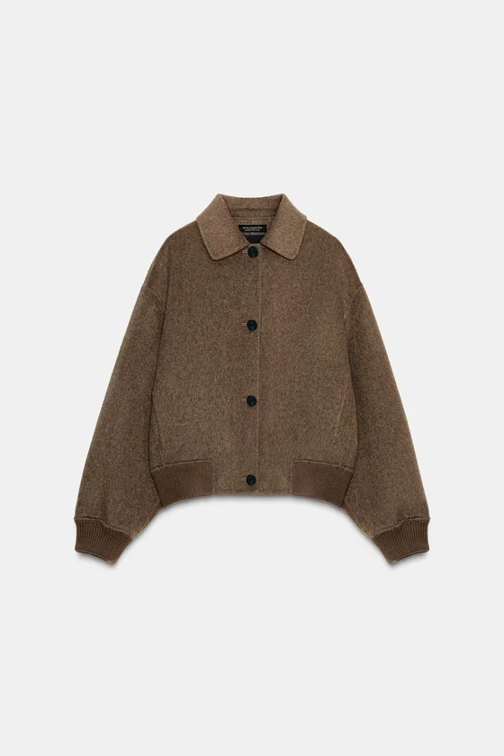 БОМБЕР ИЗ СМЕСОВОЙ ШЕРСТИ — коллекция Zara «ZW»