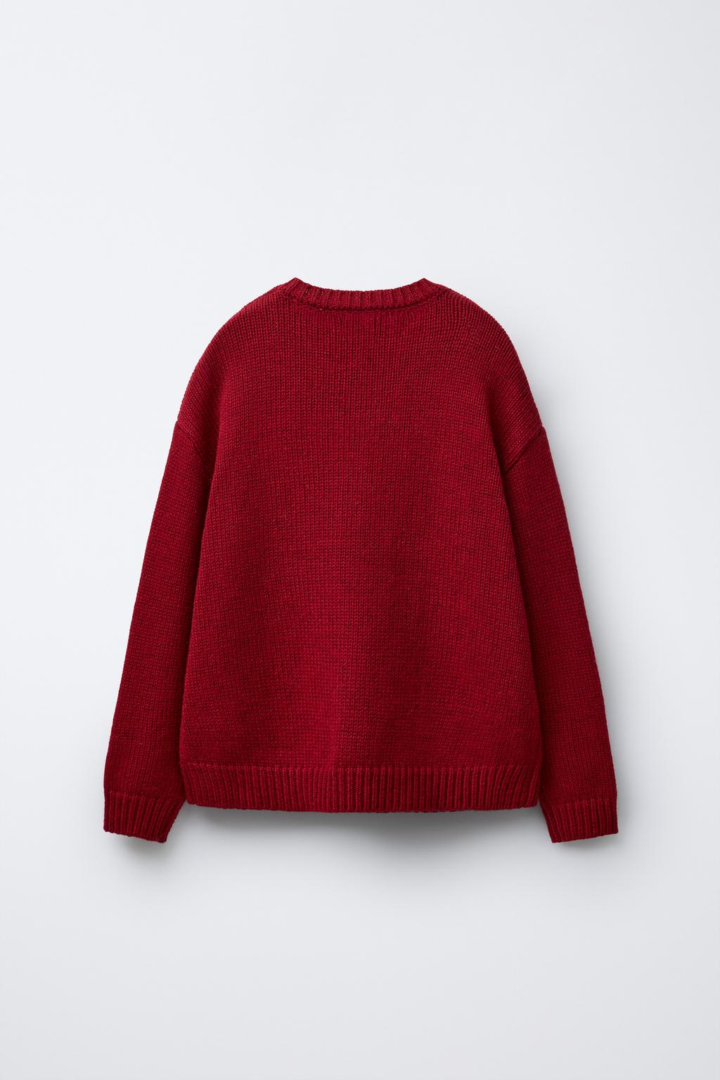 7-12 ЛЕТ/ ВЯЗАНЫЙ СВИТЕР ИЗ ШЕРСТИ С ВЫШИТЫМ МЕДВЕЖОНКОМ