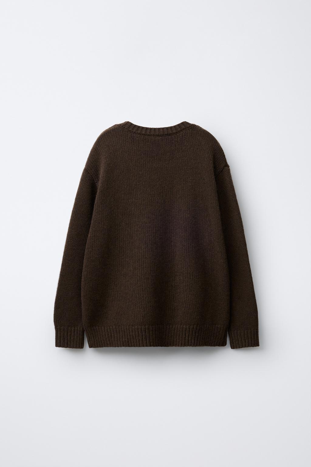 7-12 ЛЕТ/ ВЯЗАНЫЙ СВИТЕР ИЗ ШЕРСТИ С ВЫШИТЫМИ ОЛЕНЯМИ