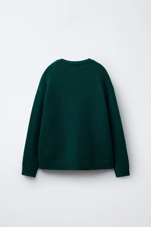 7-12 лет/ вязаный свитер из шерсти с вышивкой кролика- Заказать в России