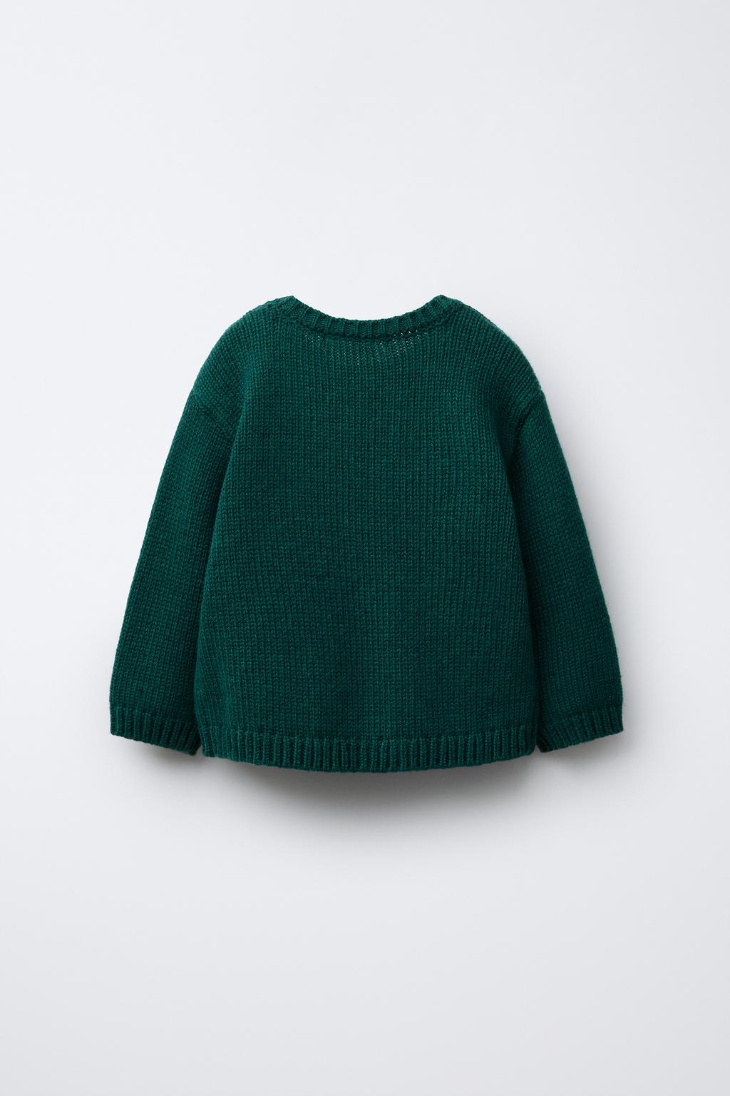 1-6 ЛЕТ/ ВЯЗАНЫЙ СВИТЕР С ВЫШИВКОЙ КРОЛИКА ИЗ ШЕРСТИ