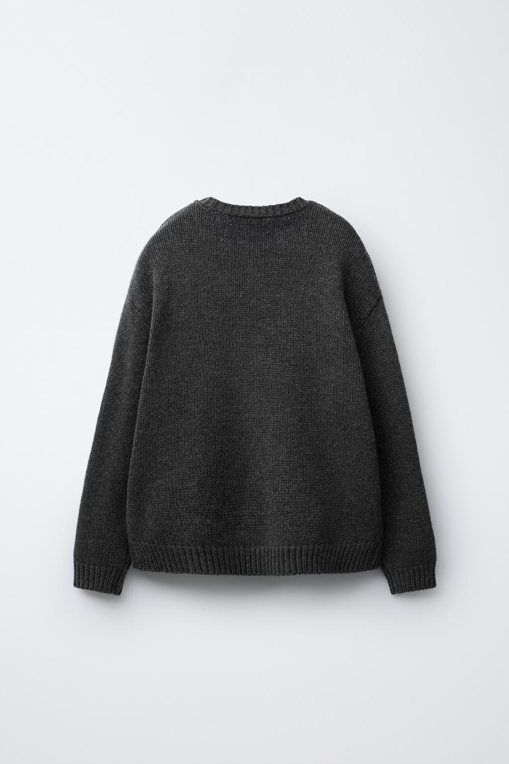 7-12 ЛЕТ/ СВИТЕР ИЗ СМЕСОВОЙ ШЕРСТИ С ВЫШИВКОЙ МЫШОНКА