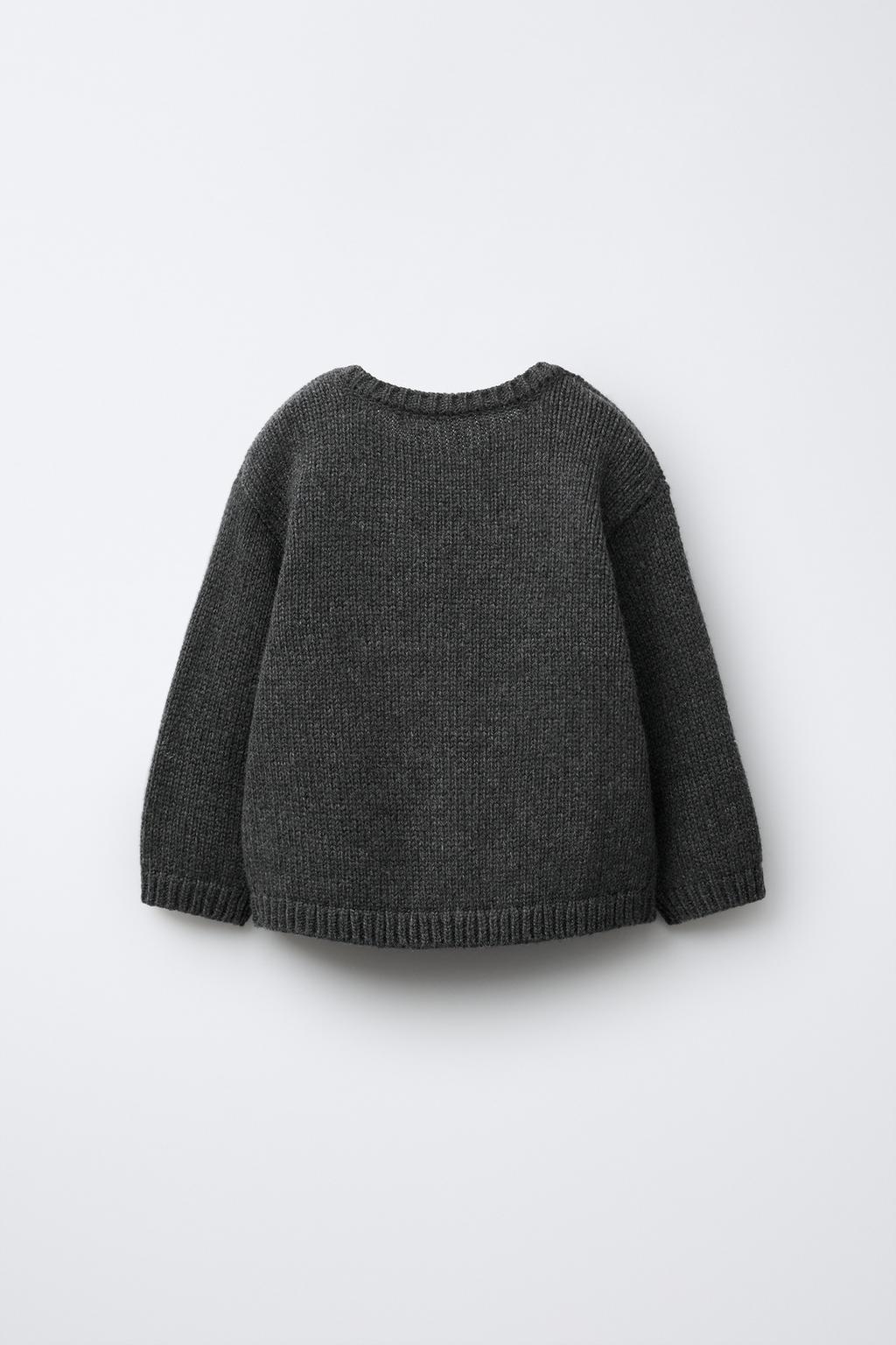 1-6 ЛЕТ/ ВЯЗАНЫЙ СВИТЕР С ВЫШИТОЙ МЫШКОЙ И ШЕРСТЬЮ