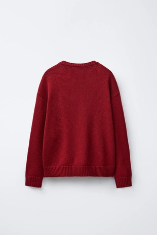 Вязаный свитер из шерсти с вышитым медвежонком- Заказать в России