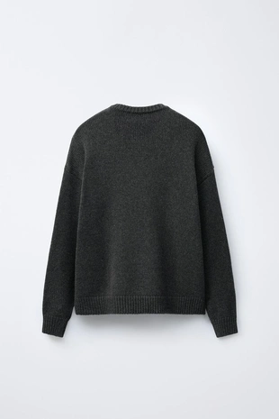 Вязаный свитер из шерсти с вышитым оленем и сердцами- Заказать в России