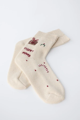 Носки из смесовой шерсти с вышивкой- Заказать в России