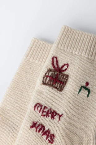 Носки из смесовой шерсти с вышивкой- Заказать в России