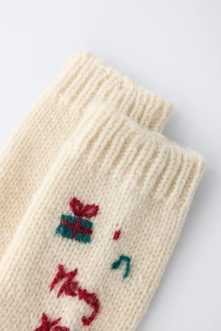 Носки из шерсти с вышивкой (6-12 месяцев)- Заказать в России