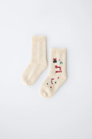 Носки из шерсти с вышивкой (6-12 месяцев)- Заказать в России