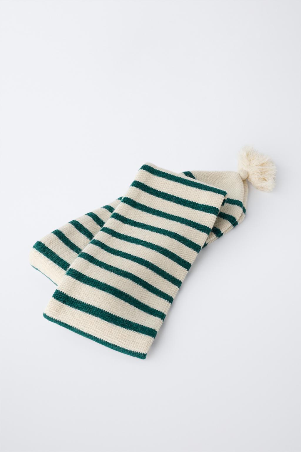 ВЯЗАНЫЙ ШАРФ В ПОЛОСКУ С ШЕРСТЬЮ