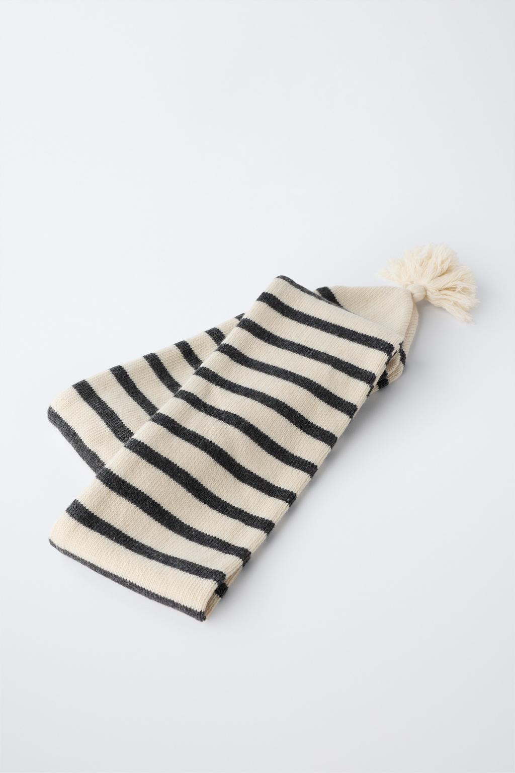 ВЯЗАНЫЙ ШАРФ В ПОЛОСКУ С ШЕРСТЬЮ