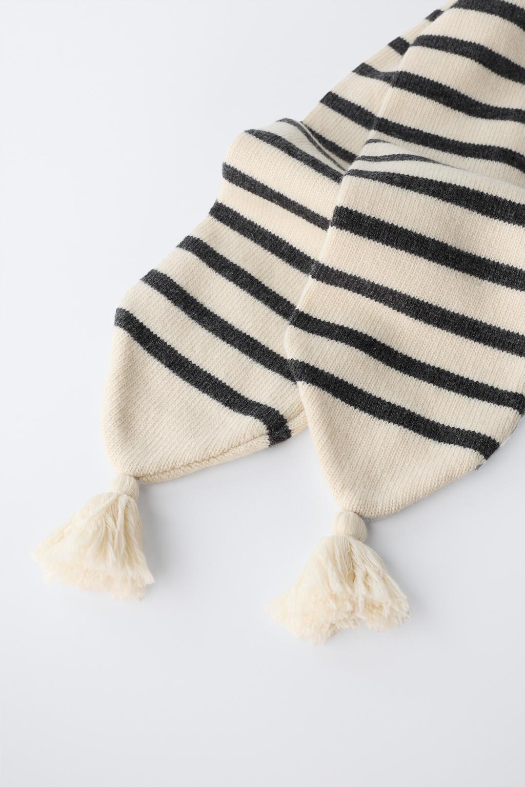 ВЯЗАНЫЙ ШАРФ В ПОЛОСКУ С ШЕРСТЬЮ