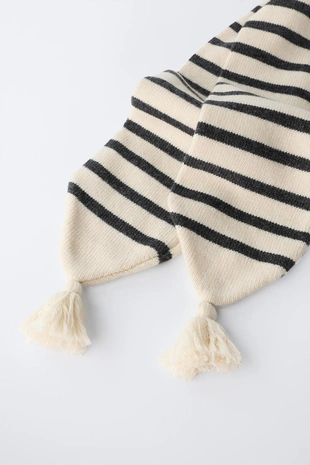 Вязаный шарф в полоску с шерстью- Заказать в России