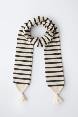 Вязаный шарф в полоску с шерстью- Заказать в России