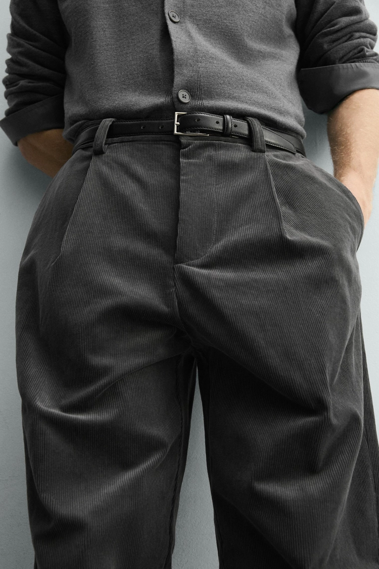 Брюки с запахом из костюмной вельветовой ткани