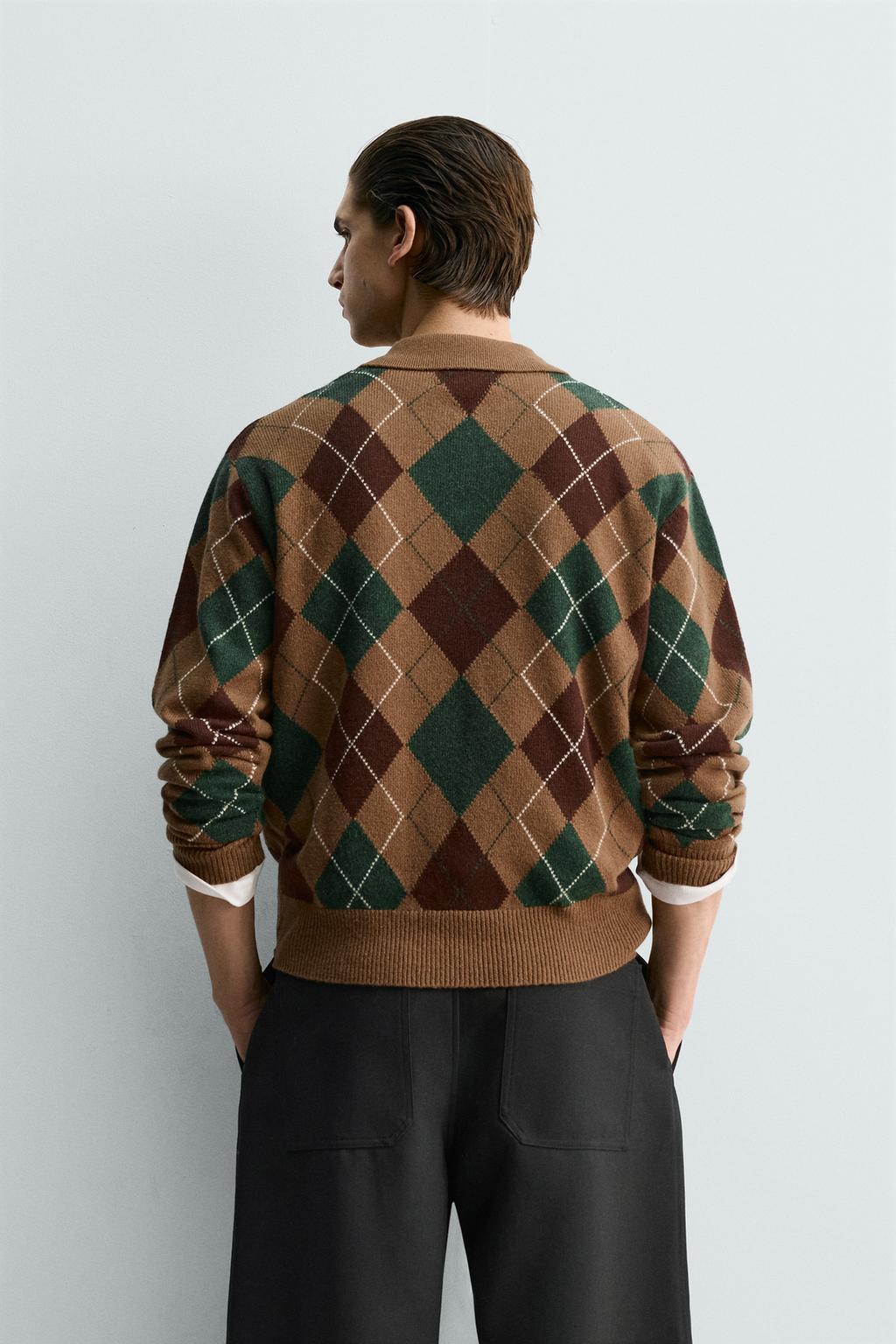 ПОЛО ИЗ 100% ШЕРСТИ С РОМБАМИ