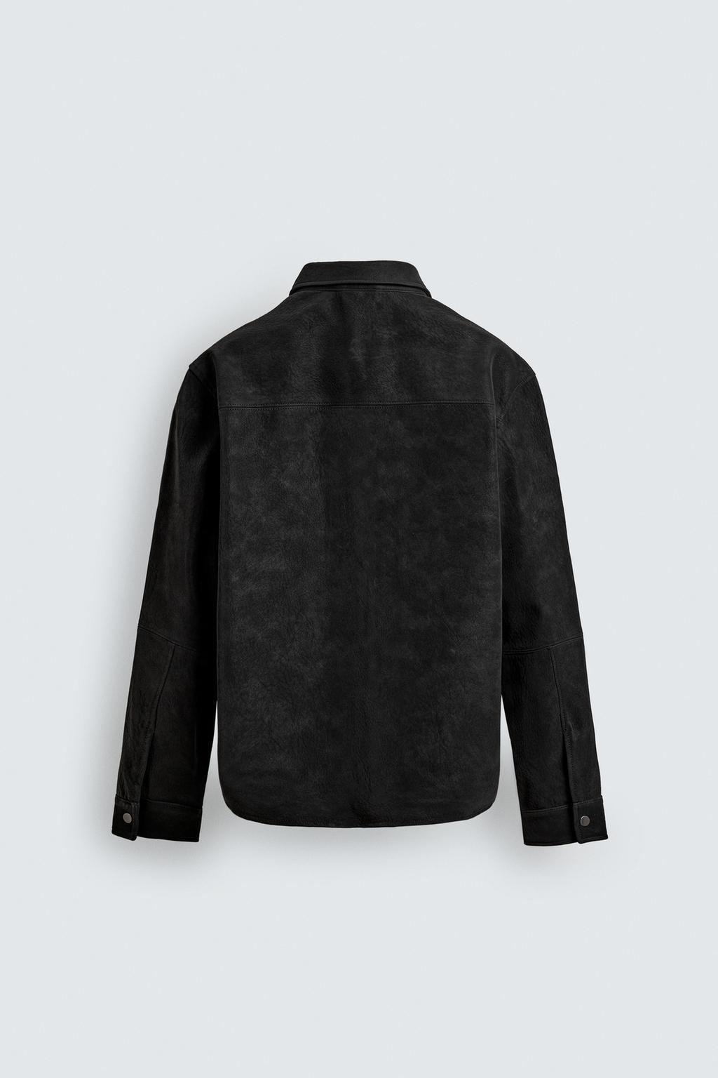 КУРТКА-РУБАШКА СВОБОДНОГО КРОЯ ИЗ ИСКУССТВЕННОЙ КОЖИ